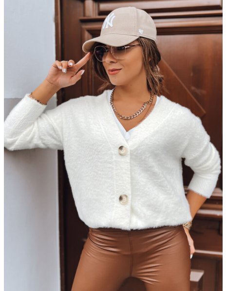 Dámsky sveter s rozopínaním Ahri biely