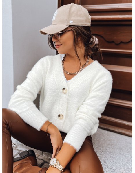 Dámsky sveter s rozopínaním Ahri biely