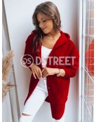 Dámsky červený kabát Rita z materiálu ala alpaka