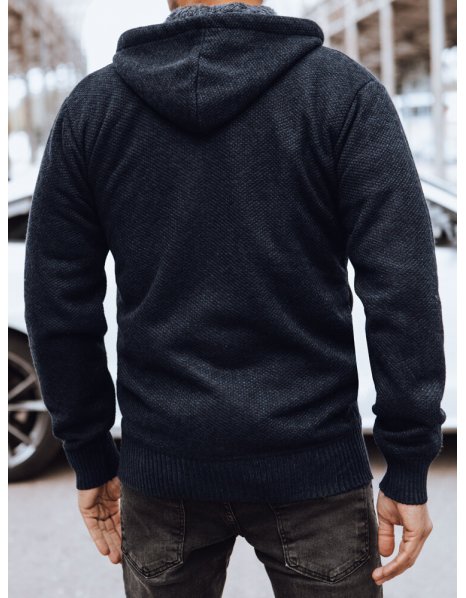 Zateplený pánsky tmavomodrý sveter