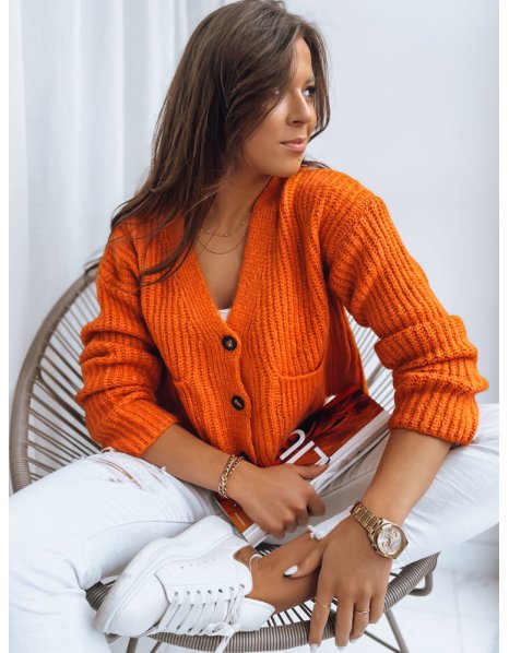 Dámsky sveter s vreckami Sisters pomarančový