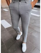 Pánske šedé chinos nohavice s pepitkovým vzorom