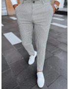 Pánske svetlošedé chinos nohavice s pepitkovým vzorom
