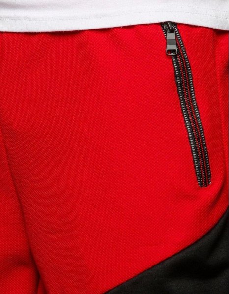 Krátke pánske červené teplákové nohavice