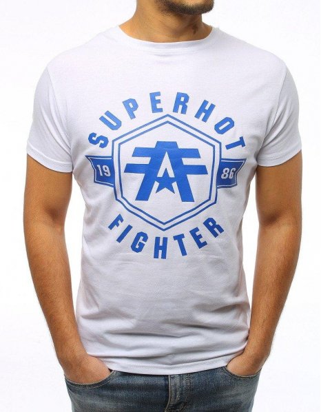 Biele tričko s potlačou SuperHot Fighter