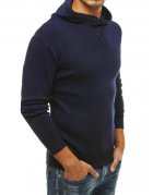 Tmavomodrý pánsky sveter s kapucňou