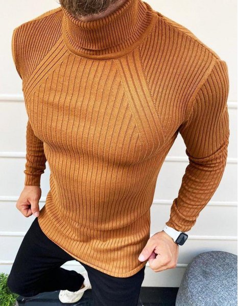 Hnedý pánsky rolákový sveter