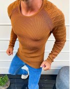 Horčicový pánsky sveter s obliekaním cez hlavu