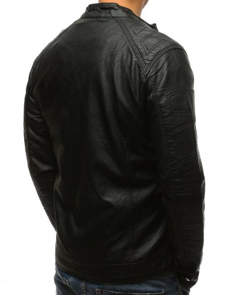 Čierna kožená pánska bunda