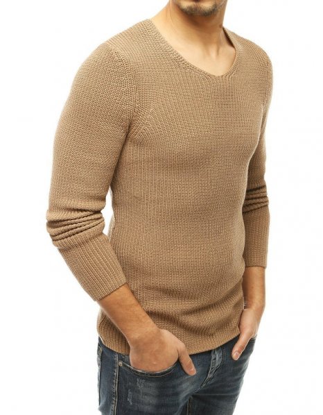 Hnedý pánsky sveter s obliekaním cez hlavu