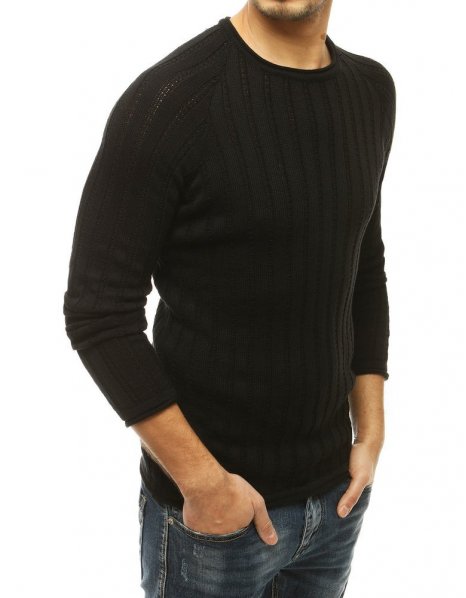 Čierny pánsky sveter s obliekaním cez hlavu