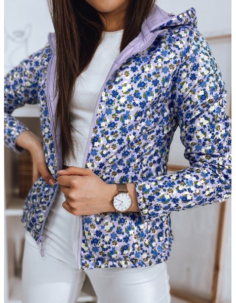 Prešívaná obojstranná dámska fialová bunda Flowers