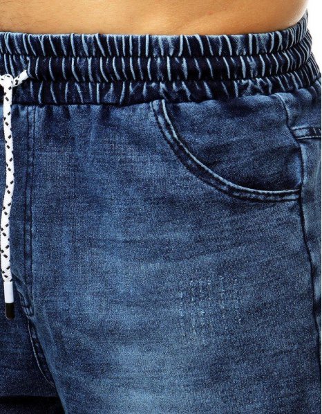 Tmavomodré pánske kraťasy s džínsovým vzhľadom