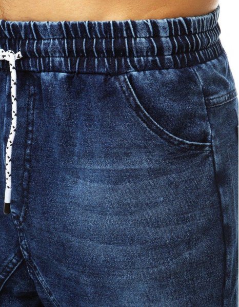 Tmavomodré pánske kraťasy s džínsovým vzhľadom