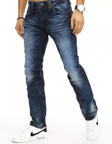 Modré pánske džínsové nohavice