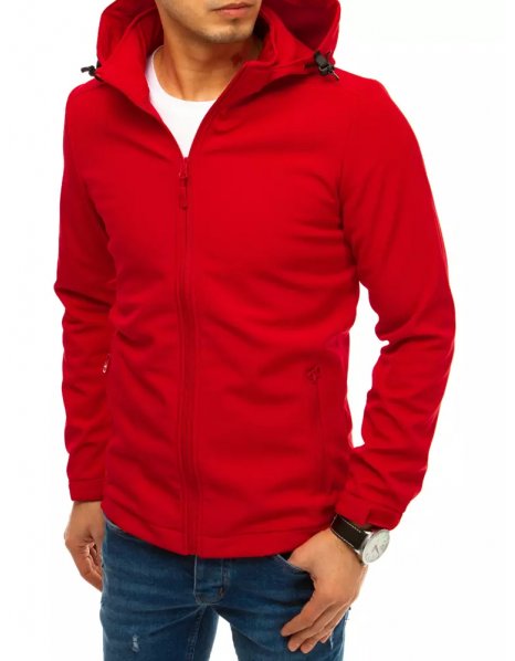 Červená pánska softshellová bunda s kapucňou