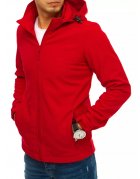 Červená pánska softshellová bunda s kapucňou