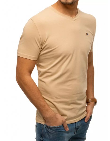 Béžové pánske tričko bez potlače