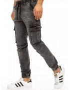 Tmavošedé pánske džínsové jogger nohavice