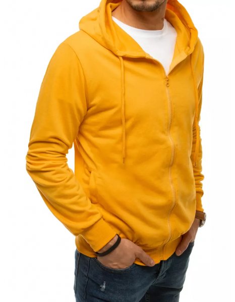 Rozopínateľná pánska mikina s kapucňou v žltej farbe