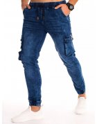 Modré pánske džínsové jogger nohavice