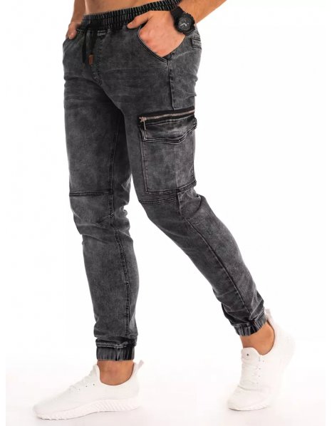 Čierne pánske džínsové jogger nohavice