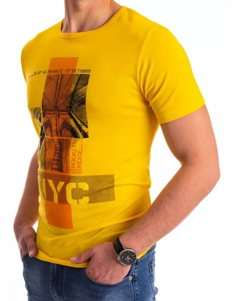 Žlté pánske tričko s potlačou