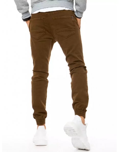 Hnedé pánske jogger džinsové nohavice