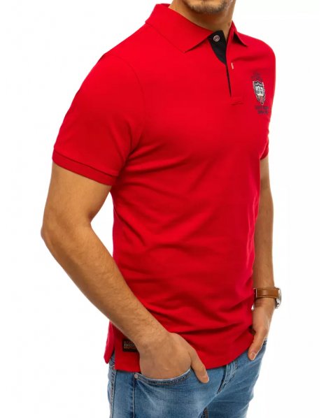 Červená pánska Polo košela s výšivkou
