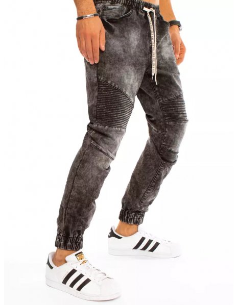 Tmavošedé pánske džínsové nohavice