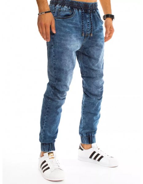 Modré pánske džínsové jogger nohavice