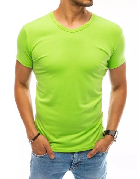 Zelené pánske tričko bez potlače do V