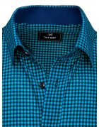 Modro-čierna pánska kockovaná košeľa s krátkym rukávom
