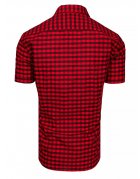 Čierno-červená pánska kockovaná košeľa s krátkym rukávom