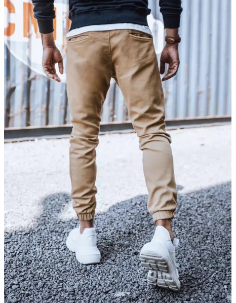 Hnedé pánske teplákové nohavice typu jogger