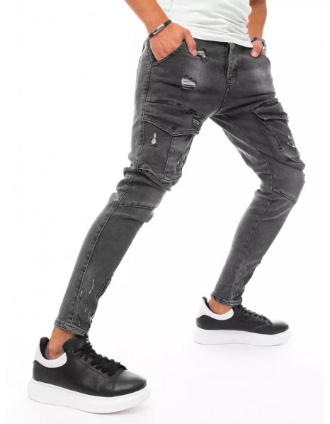 Tmavošedé pánske džínsové vreckáče