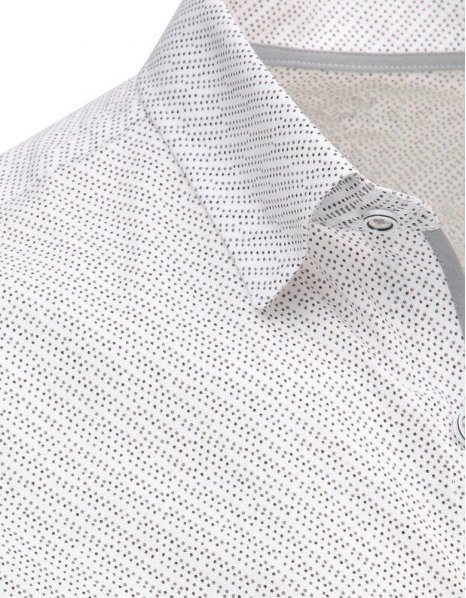 Biela pánska košeľa so vzorom a dlhými rukávmi
