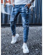 Modré pánske džínsové nohavice s vreckami