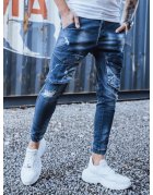 Tmavomodré pánske džínsové nohavice s vreckami