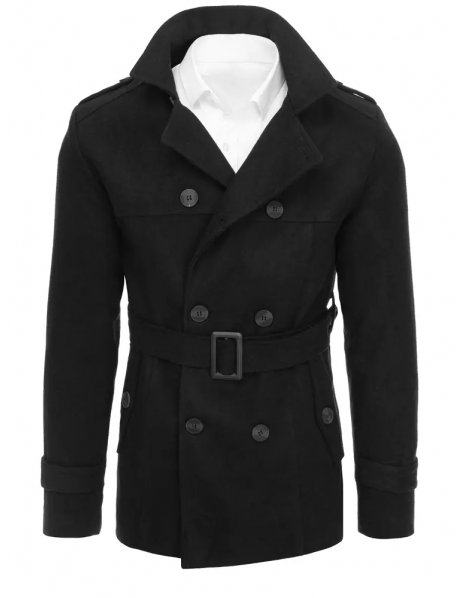 Čierny dvojradový pánsky kabát