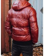 Pánska zimná červená bunda s kapucňou