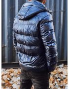 Pánska zimná tmavomodrá bunda s kapucňou