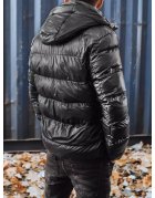 Pánska zimná čierna bunda s kapucňou