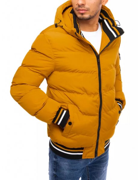 Žltá prešívaná zimná pánska bunda