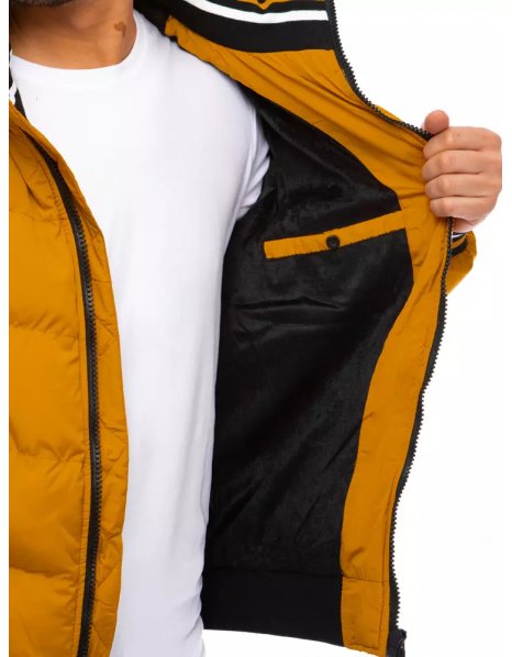 Žltá prešívaná zimná pánska bunda