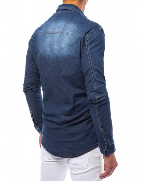 Modrá pánska džínsová košela