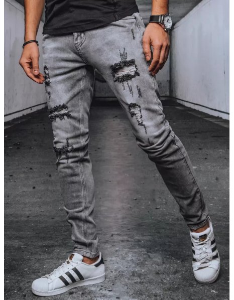 Šedé pánske džínsové nohavice