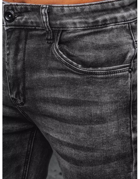 Tmavošedé pánske džínsové nohavice