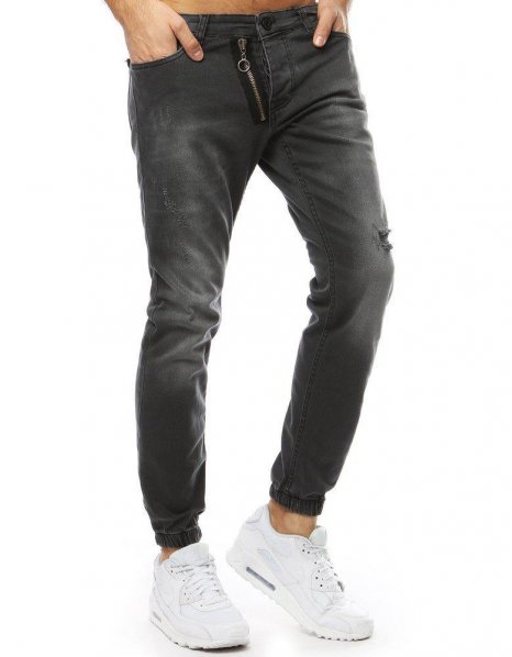 Antracitové pánske džínsové jogger nohavice