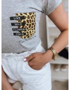 Svetlošedé dámske tričko Geopard